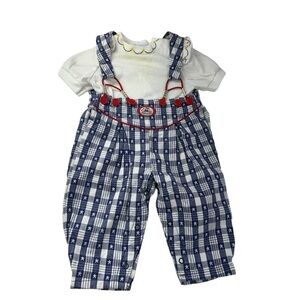 Vintage Oshkosh 3-6 Month Red & Blue Sailor Shortalls